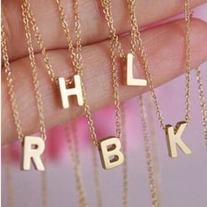 14k Gold Dainty Minimalist Initial Pendant Necklace